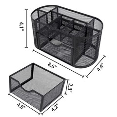 GARITIN Black Mesh Desk Organizer Pen Holder with Drawers