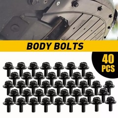 40PCS Body Bolts Screw Fastener Fender M6-1.0x 16mm Long- 10mm Hex- 17mm Washer