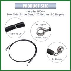 Motoforti 150cm AN3 M10 Car Hydraulic Brake Line Oil Hose Pipe Fitting 28° 90° S