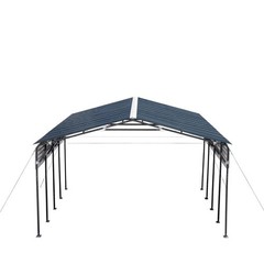 20x20ft Galvanized Carport, 400 sq ft, 10ft Open Side Walls, 27-gauge Roof