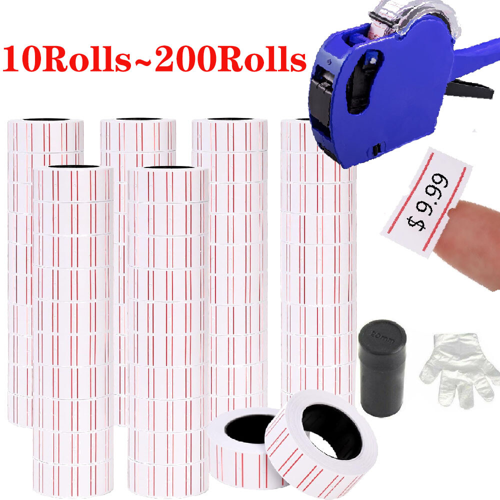 600 Labels Per Roll Red line Price Tag Gun Sticker Refill Ink Roller For MX-5500
