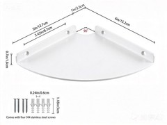 Corner Floating Shelf, 3.0mm Aluminum Alloy Corner Shelves Wall Mounted (6 in…