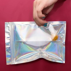 100 Mylar Holographic Resealable Bags 5.5×7.8″ Smell Proof Foil Pouches for Food