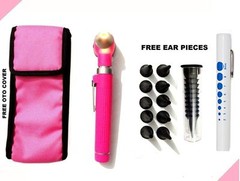 Pink Mini Otoscope ENT Fiber Optic-Medical Diagnostic Examination-CE Approved