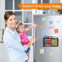 Magnetic Pencil Holder – Extra Strong Magnets Mesh 2 Baskets 1 Pack Black