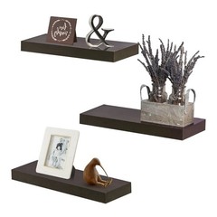 AHDECOR Floating Wall Mounted Shelves, Set of 3 Display Ledge Shelves Wide Pa…