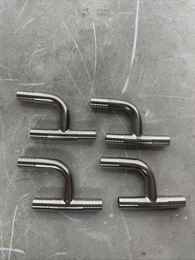 Q-(4) FOOD GRADE STAINLESS STEEL 3/8″ BARB Y HOSE FITTING ADAPTERS SPLICERS