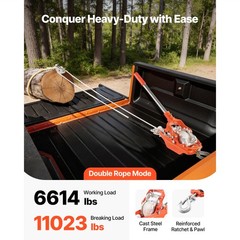 Uimoso Heavy-Duty Rope Puller with 6614 lbs Capacity and 35 ft Durable Rope