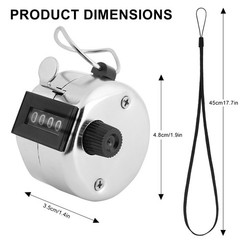 Hand Tally Clicker Counter 4 Digit Metal Mechanical Hand Counter 2 Pcs