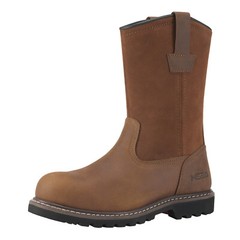 HISEA Mens Wellington Work Boots Steel/Soft Toe Waterproof Leather Western Boots