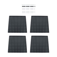 4 Pack 12″x12″ Heavy Duty Black Metal Pegboard Panels Pegboard Wall Organizer