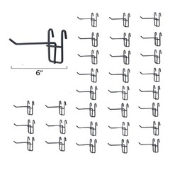 NectaCol 30 Packs 6″ Metal Grid Wall Hooks, Standard Gridwall 6 Inch, Black