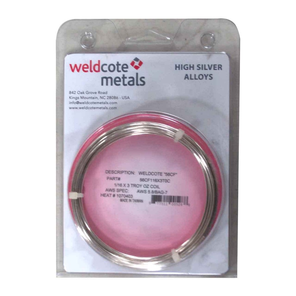 Weldcote Metals 56 Cadmium Free silver solder Size: 1/16″ 3 Troy Oz.