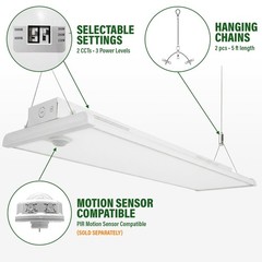 LAUCO LED Linear High Bay Light, 4FT 300/260/230w Selectable120-277V, Power
