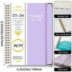 Jul 2025 -Jun 2026 Daily Planner, Spiral Notebook, Appointment Book, Calendar Pl