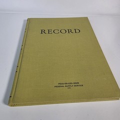 Vintage Federal Supply Service Record Book Set Of 2 Green Cloth Ruled Paper