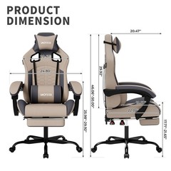 Gaming Chair with Massage,Ergonomic PC Computer Chair with Footrest Comfortable