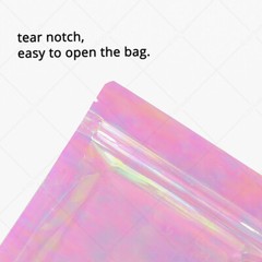 Multi-Sizes Holographic Glossy Pink Clear Plastic Stand up Zip Lock Pouch Bag P2