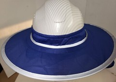 BLUE Hard Hat Sun Shade Visor Full Brim Mesh Neck HI VIS REFLECTIVE STRIPE