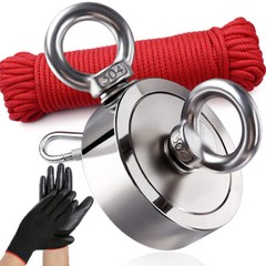 Up to 1800 Lbs Fishing Magnet Kit Pull Force Strong Neodymium + Carabiner+ Rope