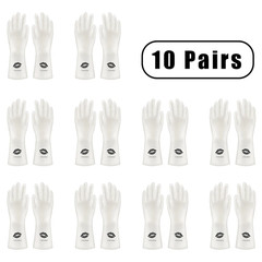 10 Pairs of Pvc Cleaning Gloves Waterproof Wear-Resistant Non-Slip Latex Materia