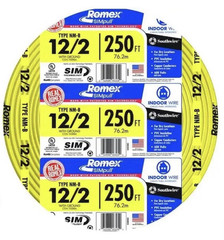 Romex 12/2 NM-B Solid Copper Indoor Wire w/Ground 250 ft Yellow
