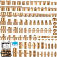 106PCS Brass Pipe Fittings Assortment Kit NPT Extension Adapter,Reducer Bushing,