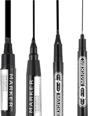 Blulu 6 Pcs Black Permanent Markers Variety Pack Double Sided Permanent Marker P