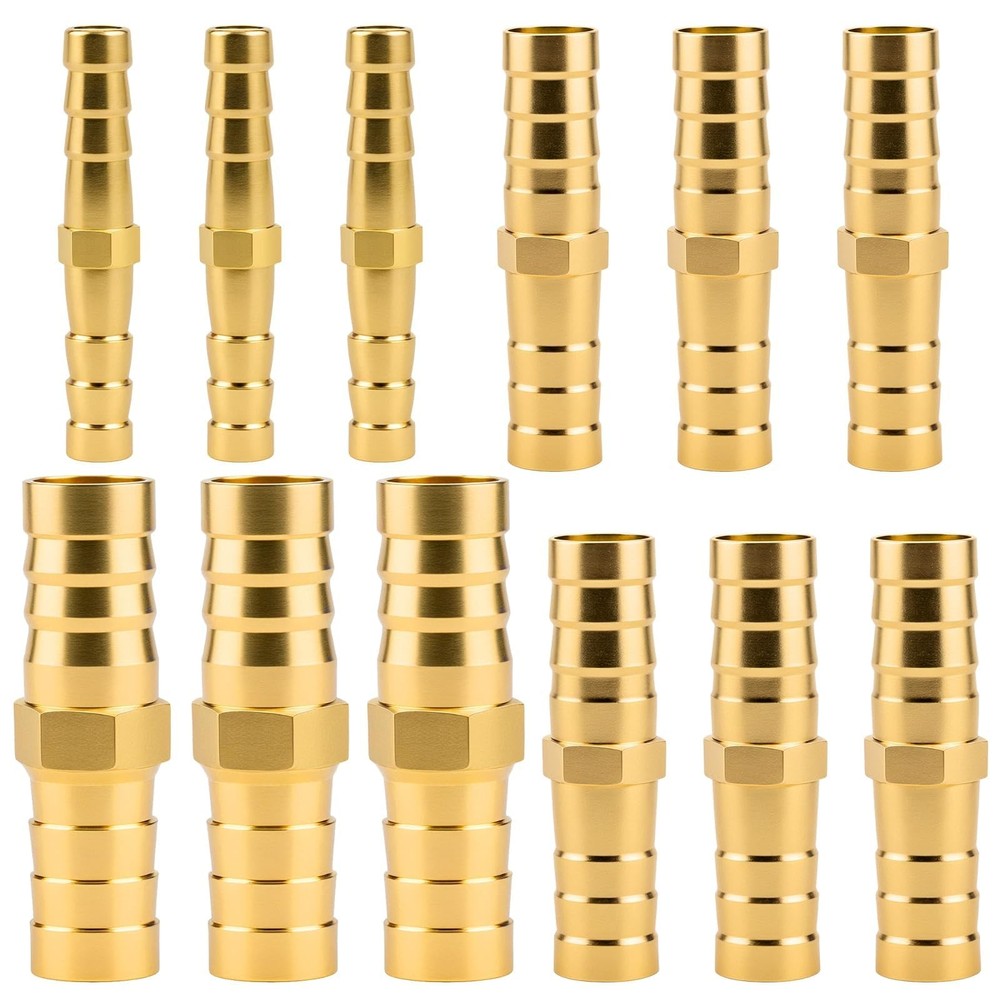 12 piezas de conectores de latón para manguera, 1/4″, 5/16″, 3/8″ y 1/2″.