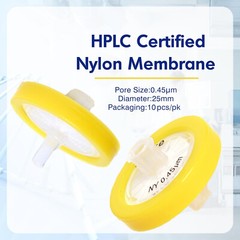 Nylon Syringe Filter 0.45μm Pore Size 25mm Diameter No Sterile Hydrophilic