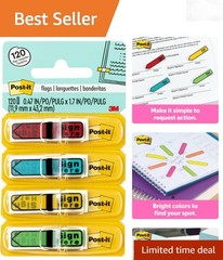 Message Sign Here Flags Assorted Colors 0.47 in Wide 4 Dispensers/Pack