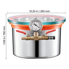Uimoso 1.5Gal Stainless Steel Vacuum Chamber with Tempered Glass Lid Degassing