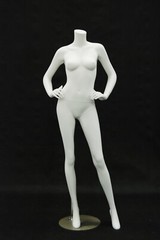 Headless Female Matte White Fiberglass Full Body Fashion Mannequin with Base