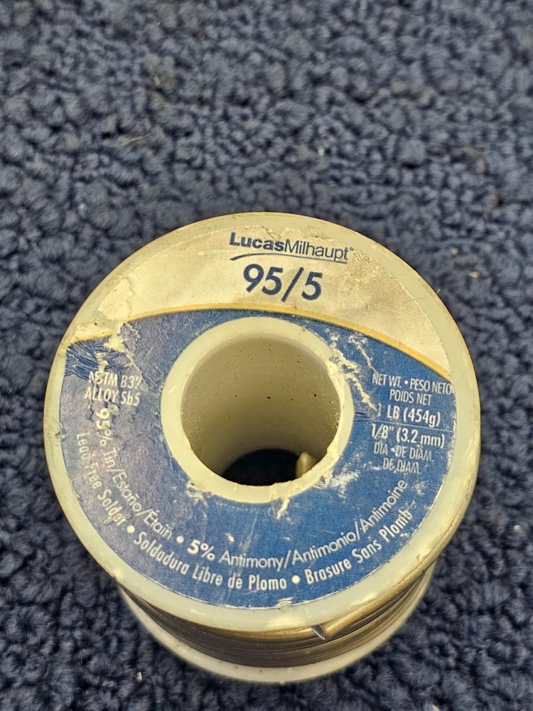 Lucas Milhaupt 57263 Wolverine Solder 95/5 1/8″ x 1lb Spool Tin/Antimony
