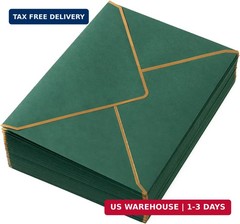 50 Pack A7 Envelopes Dark Green 5 x 7 Self-Adhesive V Flap Envelopes with Gold B