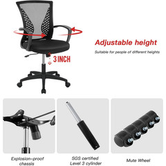 BestOffice Ergonomic Office Chair, Lumbar Support Adjustable Height with Armrest