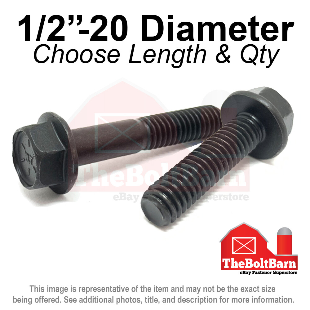 1/2″-20 Grade 8 Hex Flange Screws Frame Bolts Phos Oil (Pick Length & Qty)