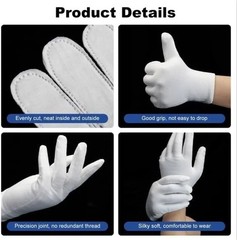 3 Pairs White Cotton Moisturizing Gloves Dry Hands Spa Sleeping Lotion Gloves