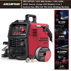 ARCCAPTAIN 165A 4-in-1 MIG Welder 110V/220V, Gas/Gasless, Lift TIG, Stick, IGBT