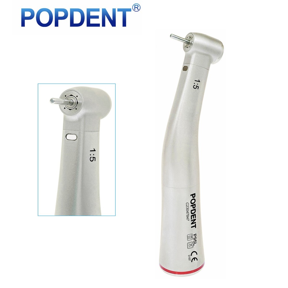 NSK Style LED Dental Electric Handpiece 1:5 Contra Angle Fiber Optic High Speed