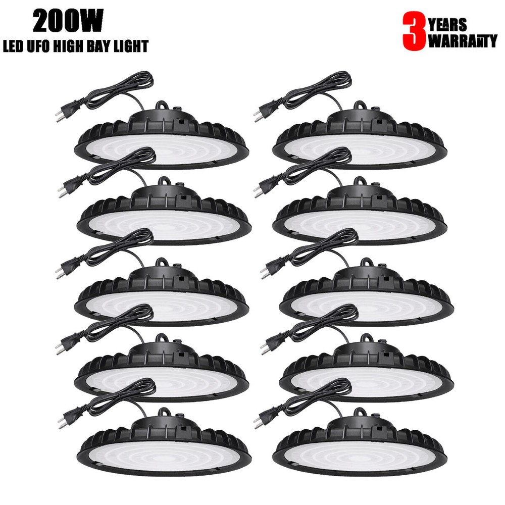 200W UFO LED High Bay Light Gym Factory Warehouse Industrial Shed Lighting 10PCS