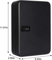 Wall Mount Key Storage Box with Code, Locking Key Cabinet Security, 48 Key Hooks