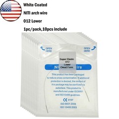 US 10 Pcs Dental Ortho Niti White Arch Wire Super Elastic Upper/Lower 012-020