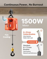 VEVOR 3-in-1 Electric Hoist Winch 1550 lbs Manual Wired Wireless Remote Control