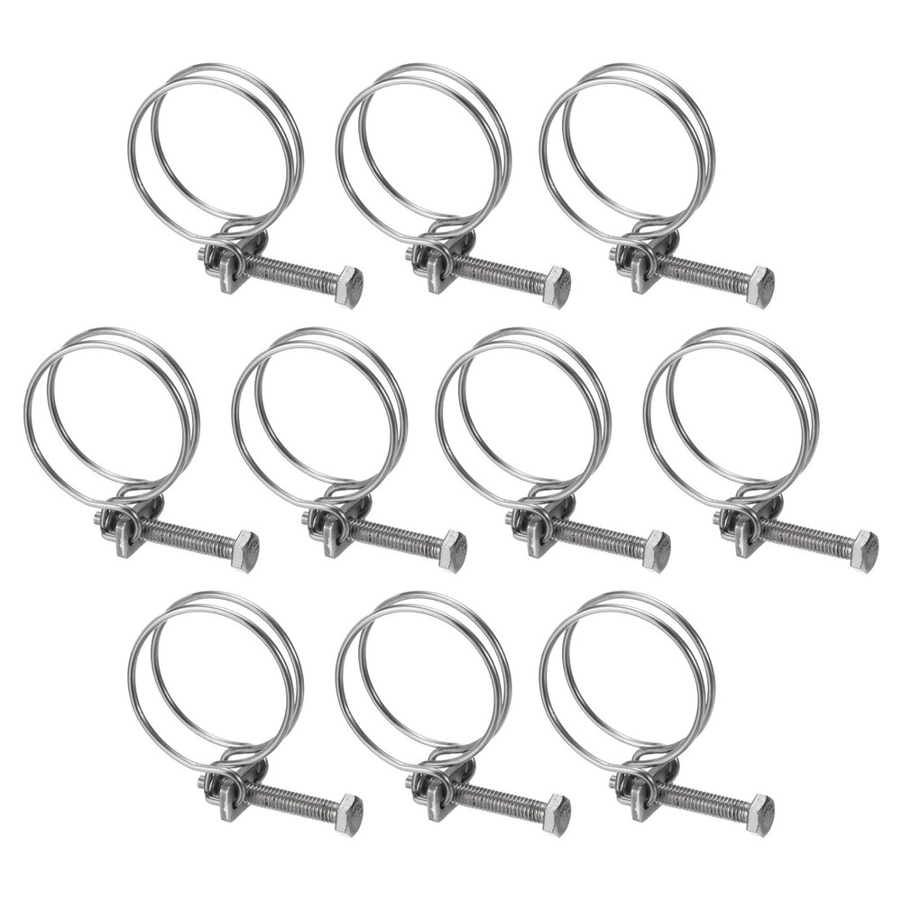 10Pcs Double Wire Hose Clamp 38-42mm Adjustable Hose Clip with M6 Bolt