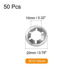 50PCS Internal Tooth Push on Locking Washers Stainless Steel M10 x 20mm