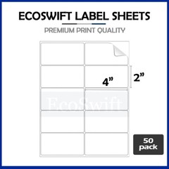(500) 4 x 2 EcoSwift Laser/Ink Address Shipping Self-Adhesive Labels 10/sheet