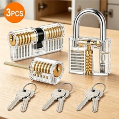 3PC Clear Acrylic Practice Lock Transparent Cutaway Pin Tumbler Training Set