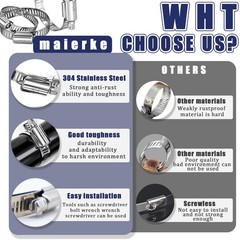 maierke 222PCS 304 Stainless Steel Hose Clamps Assortment Kit,Metal Adjustabl…