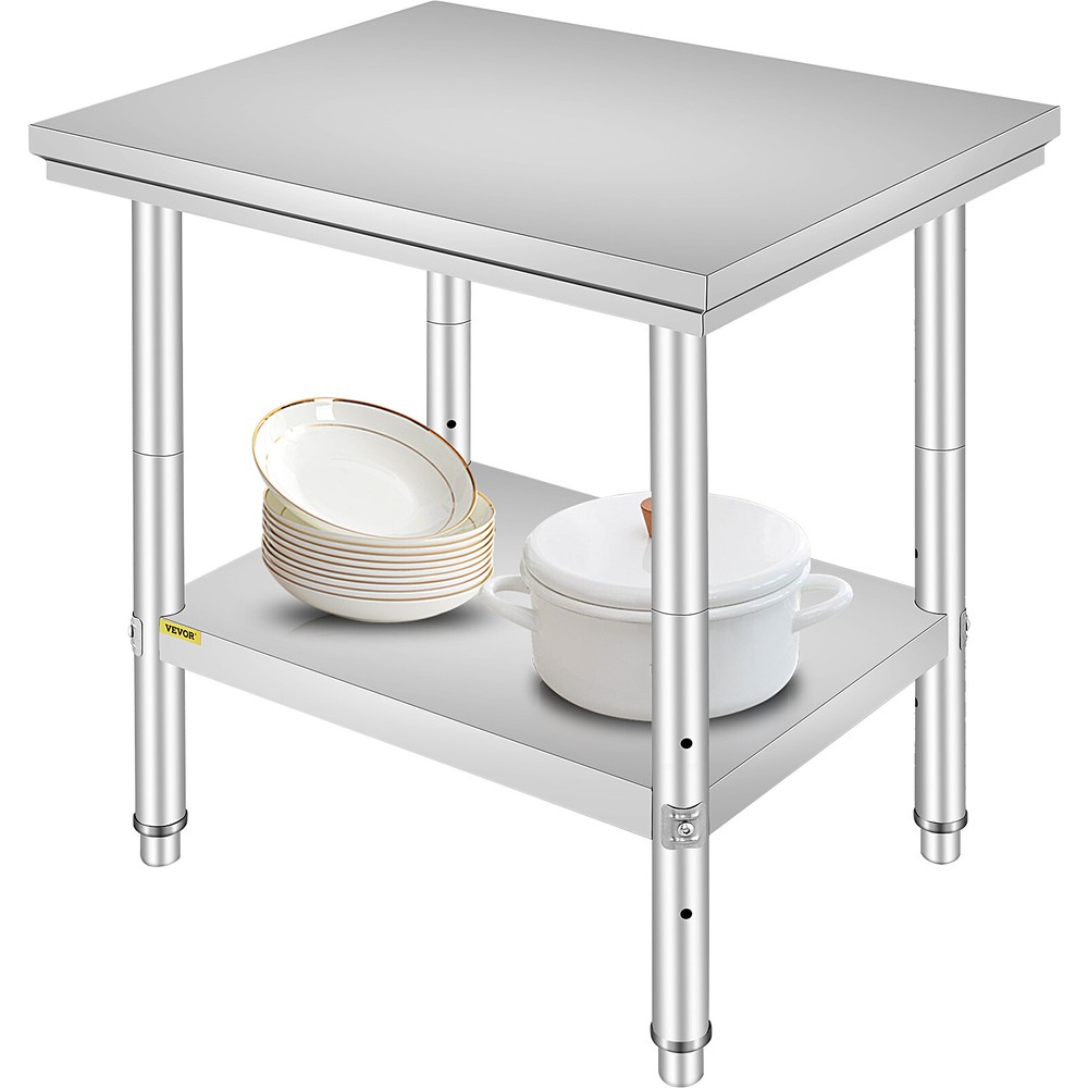 VEVOR 24″x30″ Stainless Steel Work Prep Table Commercial Kitchen w/ Undershelf